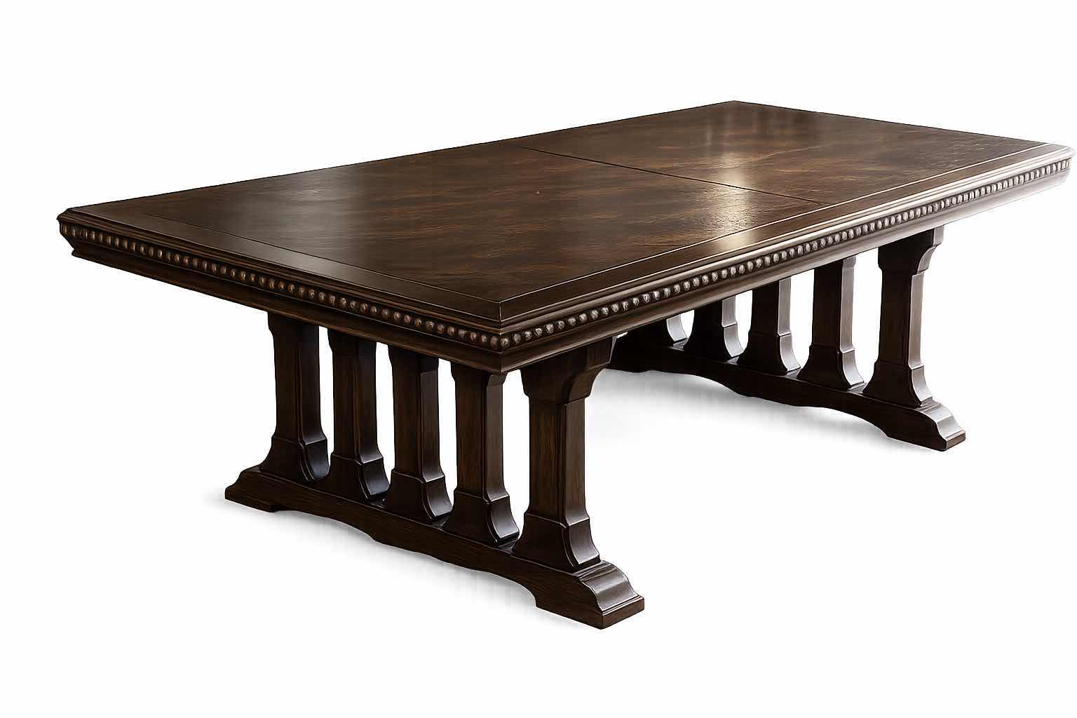 Photo 1 of CUSTOM-CRAFTED TRESTLE-STYLE DINING TABLE AGRAND ARCHITECTURAL DESIGN  & RICH ESPRESSO WOOD FINISH. 6’ x 42” x H29”