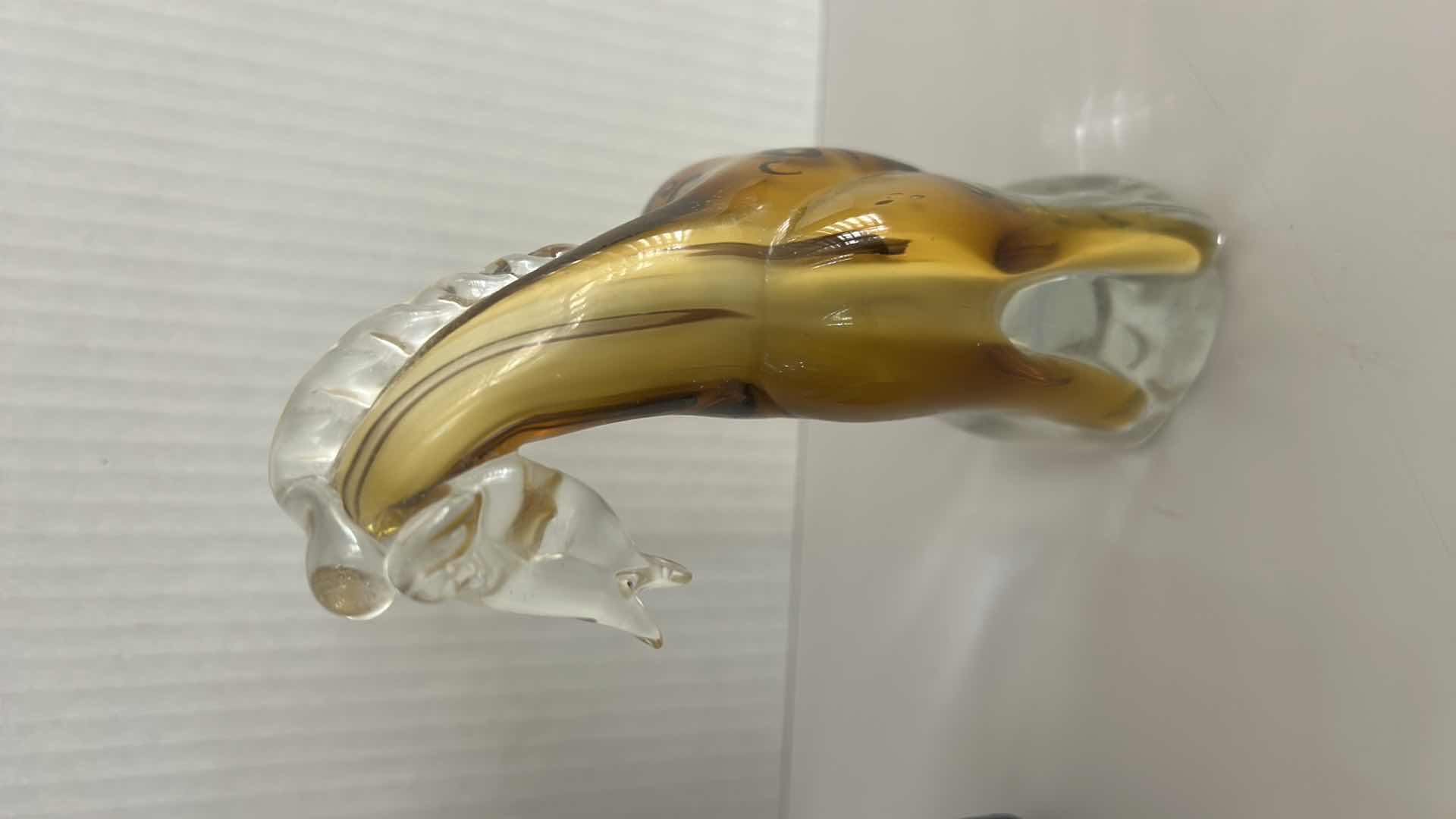 Photo 1 of HAND-BLOWN ART GLASS GIRAFFE FIGURINE W AMBER, CLEAR, & SPOTTED SOMMERSO DESIGN H7.5”