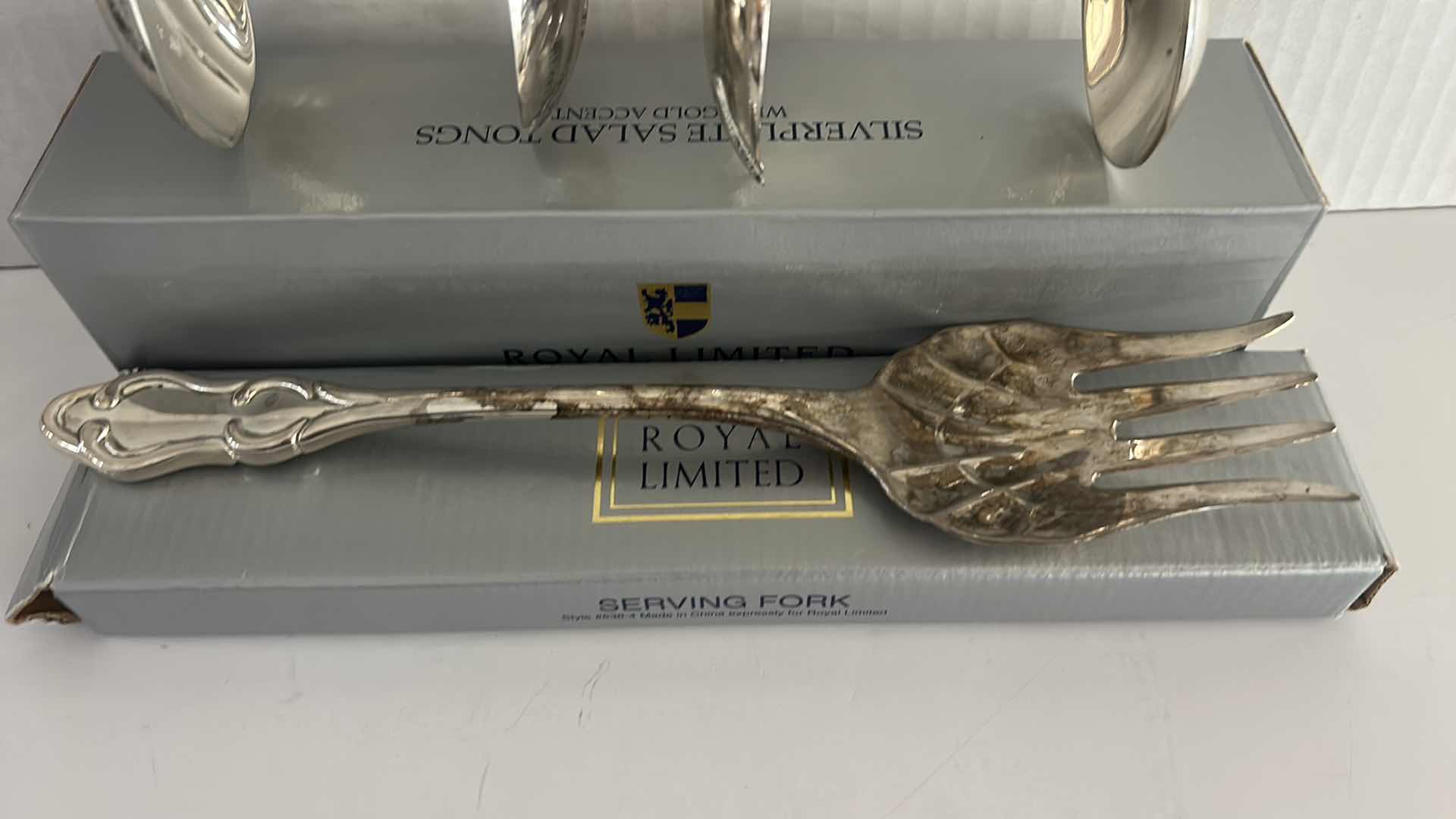 Photo 1 of ROYAL LIMITED SILVER-PLATED SERVING TONGS, SERVING FORK & ADDITIONAL SERVING TONGS