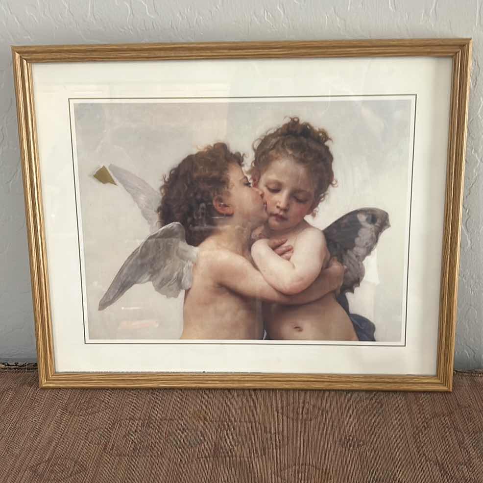 Photo 1 of FRAMED ART PRINT OF “THE FIRST KISS” BY WILLIAM-ADOLPHE BOUGUEREAU  21“ x H17“