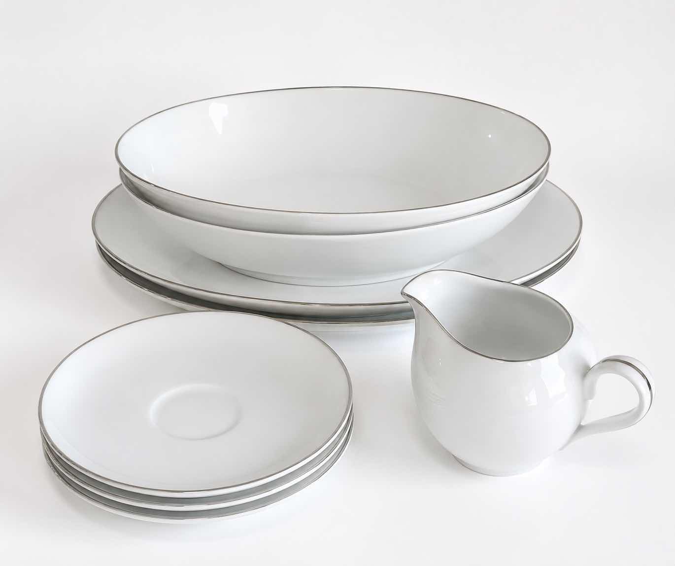 Photo 1 of VINTAGE SILVER WHITE FINE QUALITY CHINA DINNERWARE
