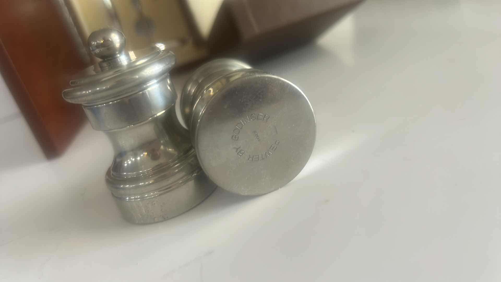 Photo 1 of BAR SET AND PEWTER SALT AND PEPPER SHAKERS