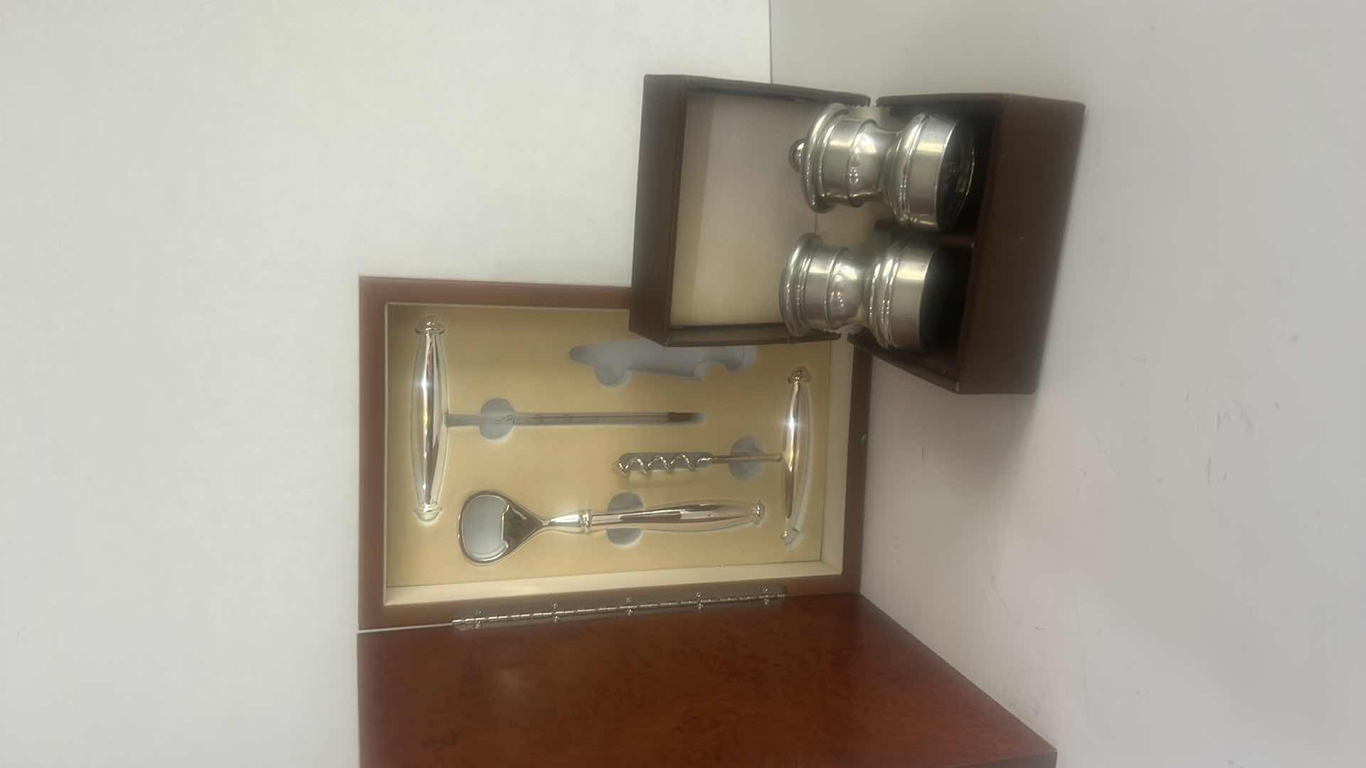 Photo 1 of BAR SET AND PEWTER SALT AND PEPPER SHAKERS