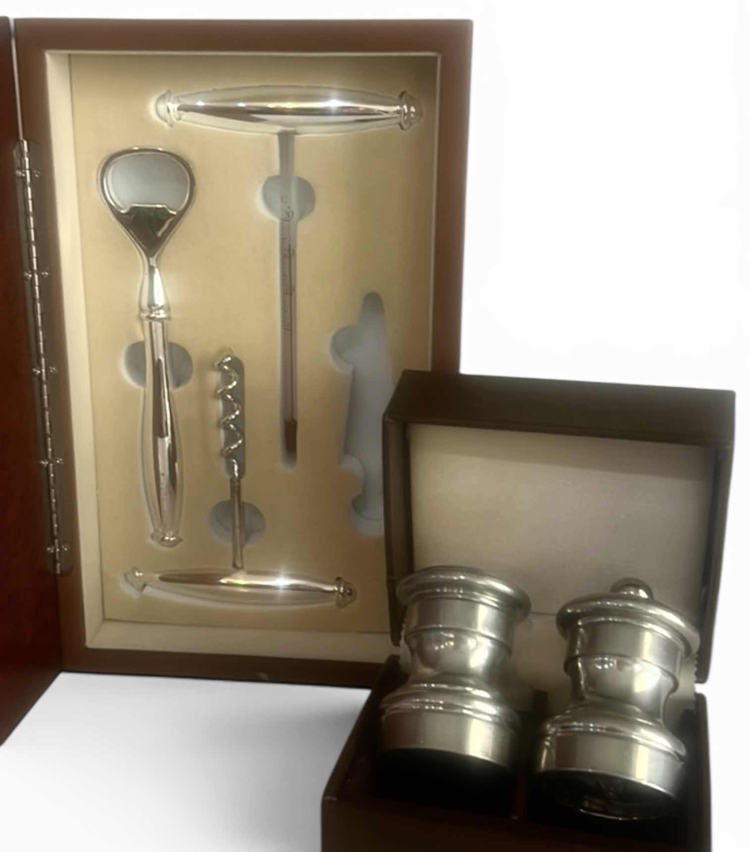 Photo 1 of BAR SET AND PEWTER SALT AND PEPPER SHAKERS