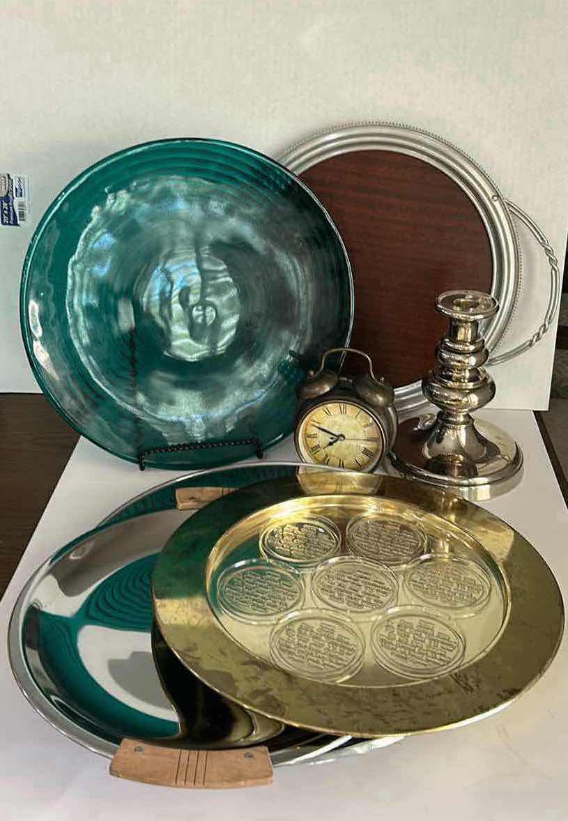 Photo 1 of TRAYS, GLASS PLATE, CLOCK AND CANDLE HOLDER
