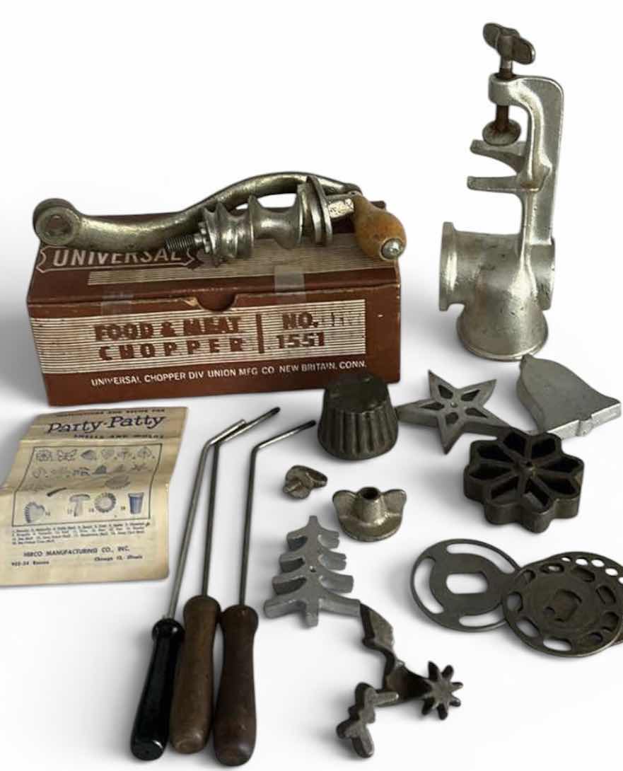 Photo 1 of VINTAGE UNIVERSAL FOOD AND MEAT CHOPPER, AND PARTY PATTY