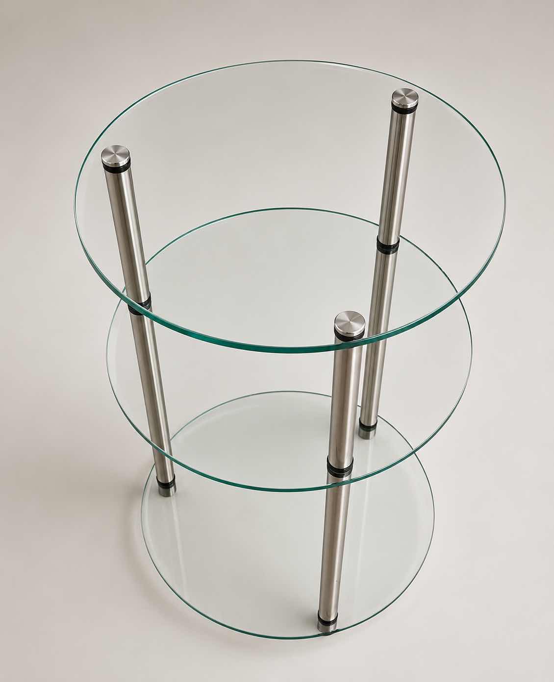 Photo 1 of CLASSIC GLASS 3-TIER ROUND TABLE 16” X H25”