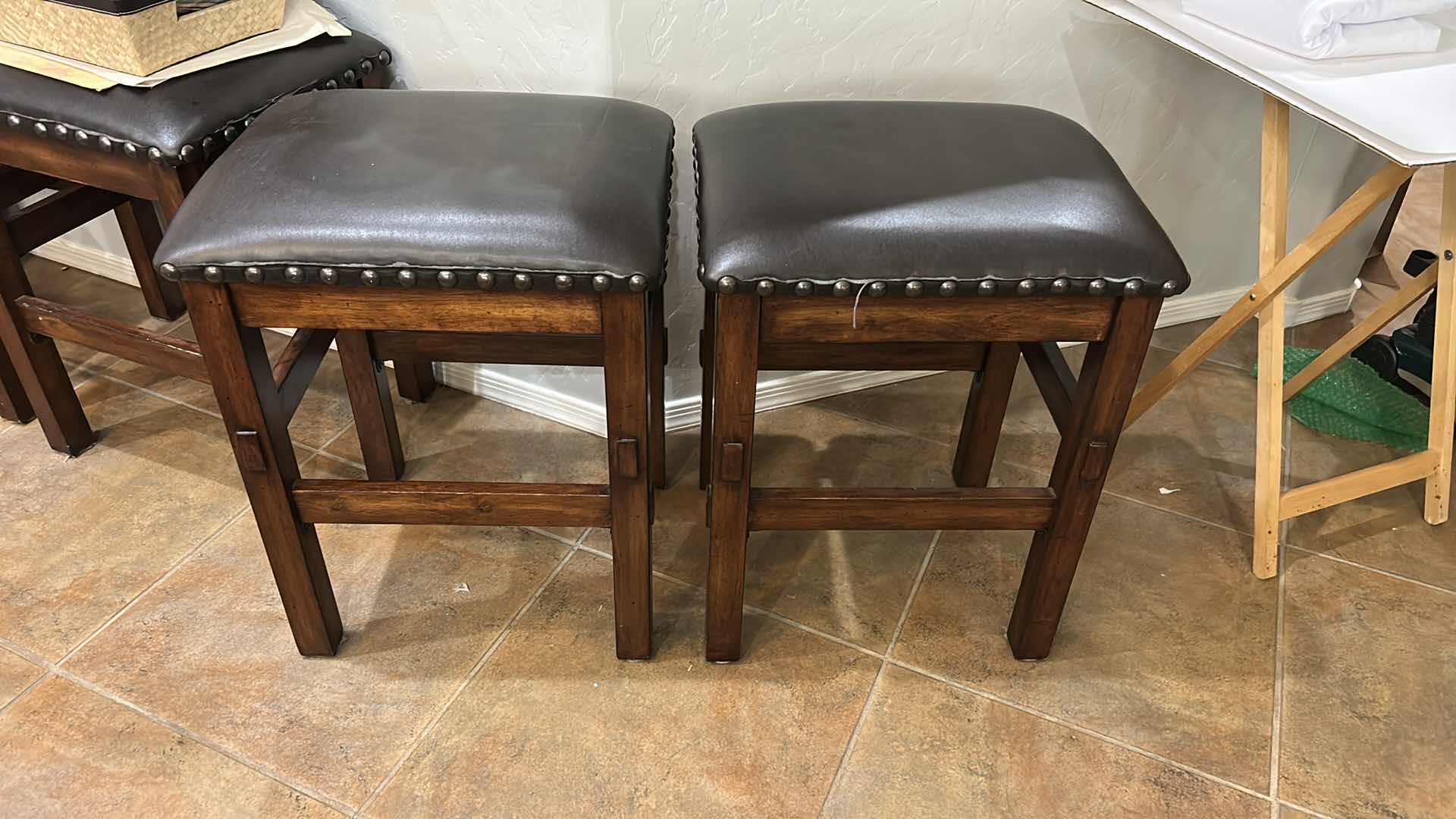 Photo 1 of PICKET HOUSE FURNISHINGS BOWEN BACKLESS STOOLS FAUX LEATHER SEAT HEIGHT, 23”