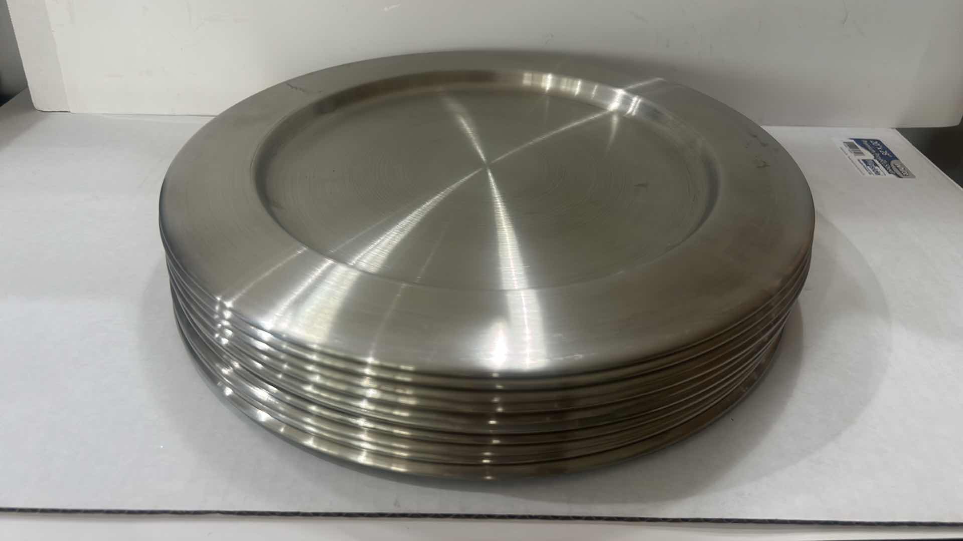 Photo 1 of 10 - 13.25” SILVERTONE PLATE CHARGERS