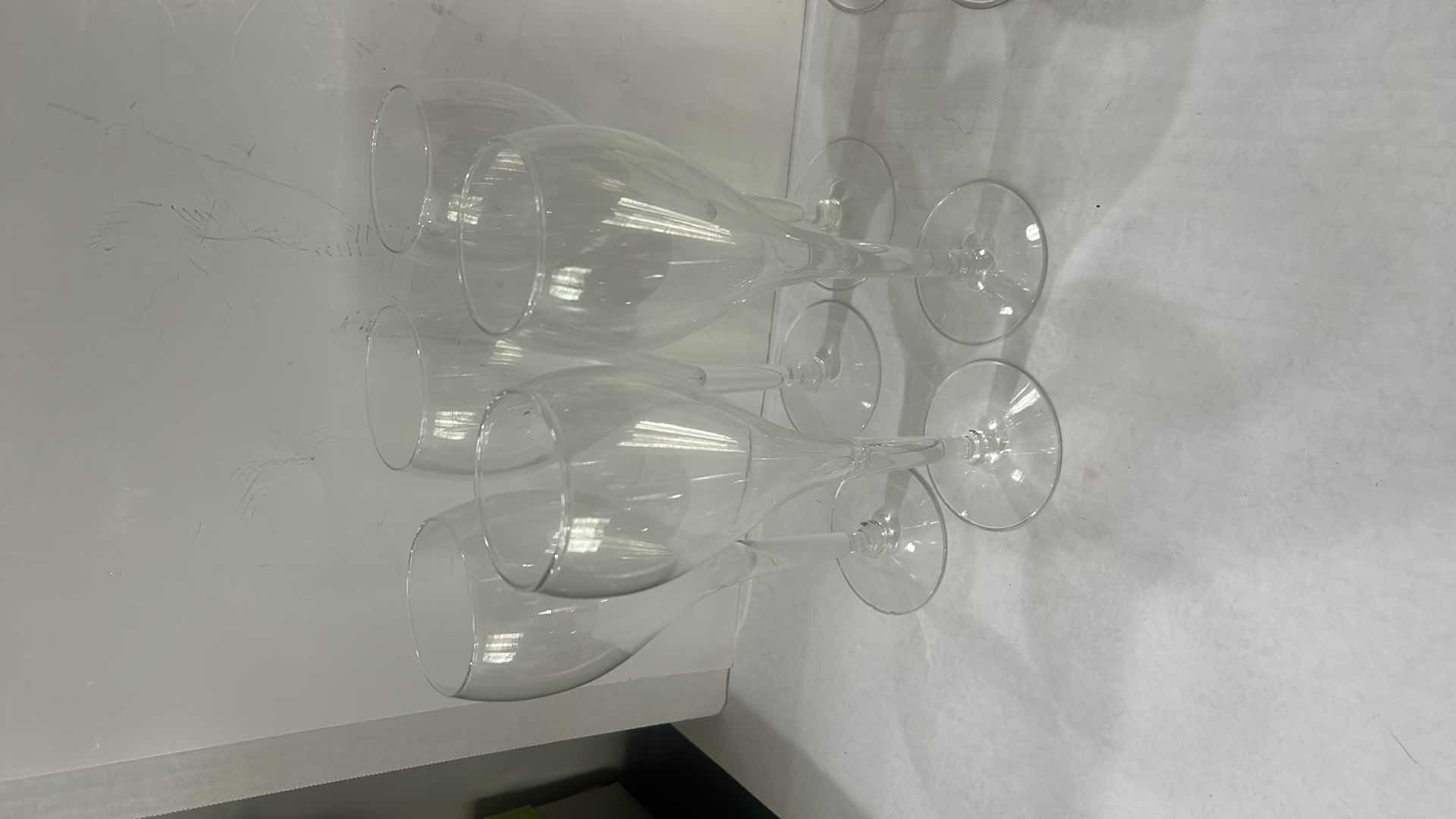 View 3 of 5 MARQUIS BY WATERFORD CRYSTAL CHAMPAGNE FLUTES IN THE POPULAR “OMEGA” PATTERN & 5 VINTAGE CLEAR GLASS CHAMPAGNE FLUTES,