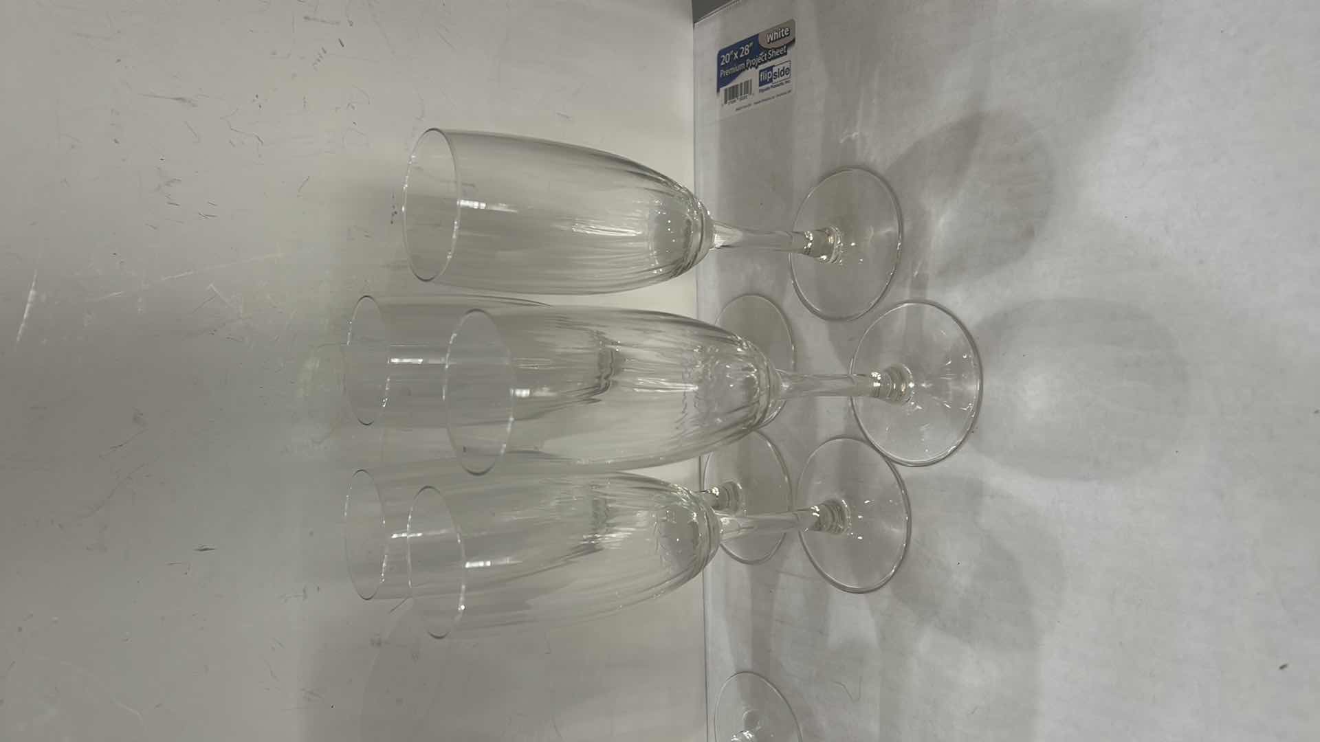View 4 of 5 MARQUIS BY WATERFORD CRYSTAL CHAMPAGNE FLUTES IN THE POPULAR “OMEGA” PATTERN & 5 VINTAGE CLEAR GLASS CHAMPAGNE FLUTES,