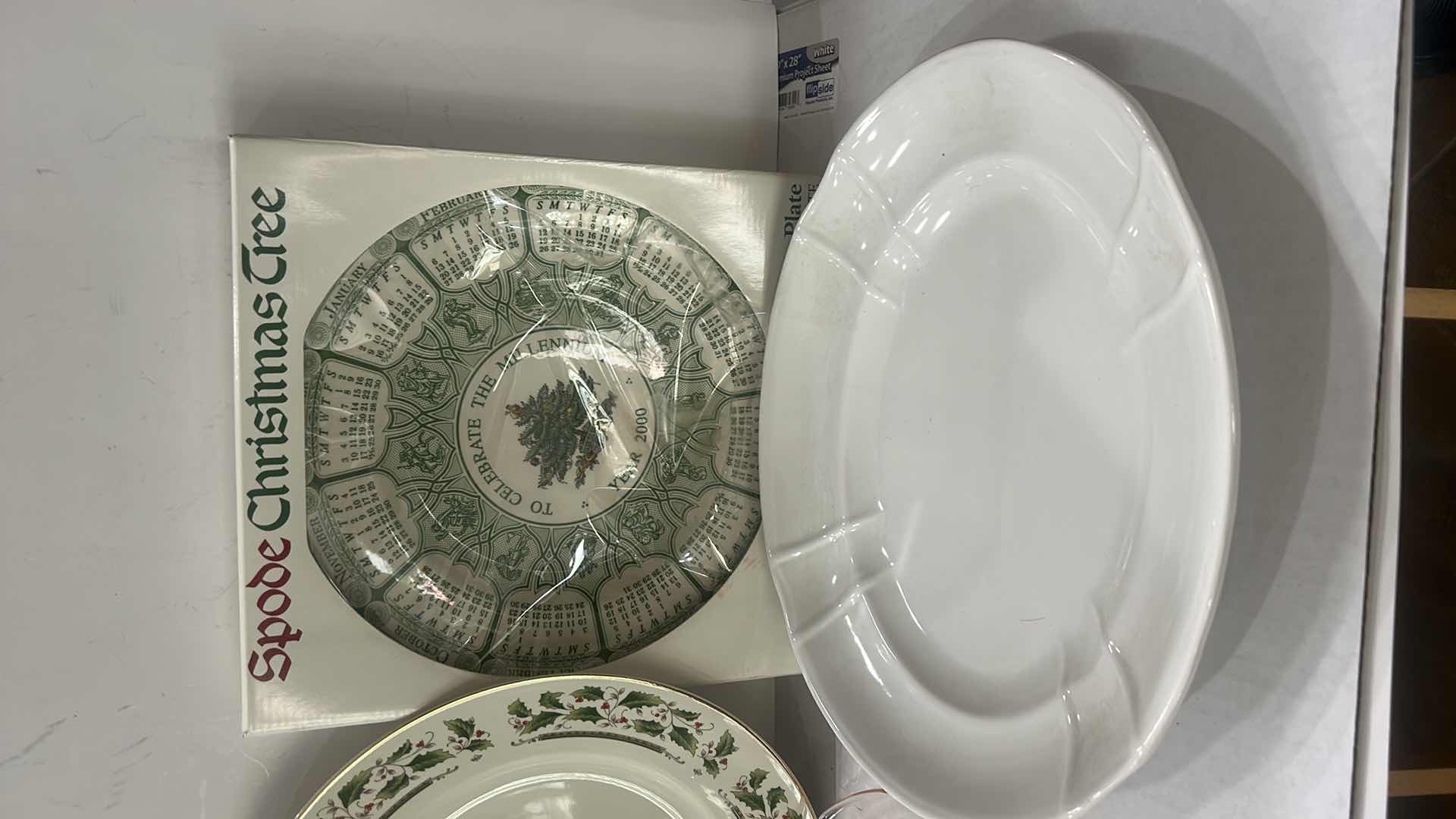 Photo 1 of MIX OF VINTAGE HOLIDAY TABLEWARE, MID-CENTURY DEPRESSION GLASS, AND ANTIQUE IRONSTONE.