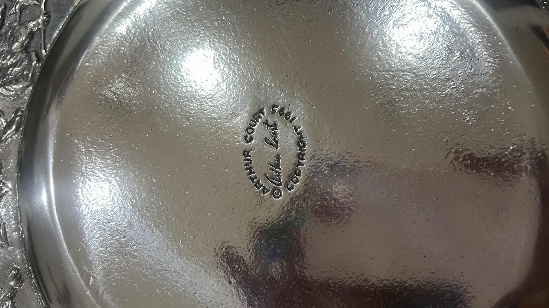 Photo 1 of 1995 ARTHUR COURT RABBIT AND ROSES 14” ALUMINUM SERVING PLATTER.