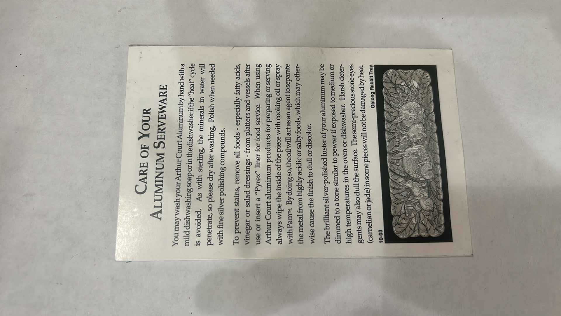 Photo 1 of 1995 ARTHUR COURT RABBIT AND ROSES 14” ALUMINUM SERVING PLATTER.