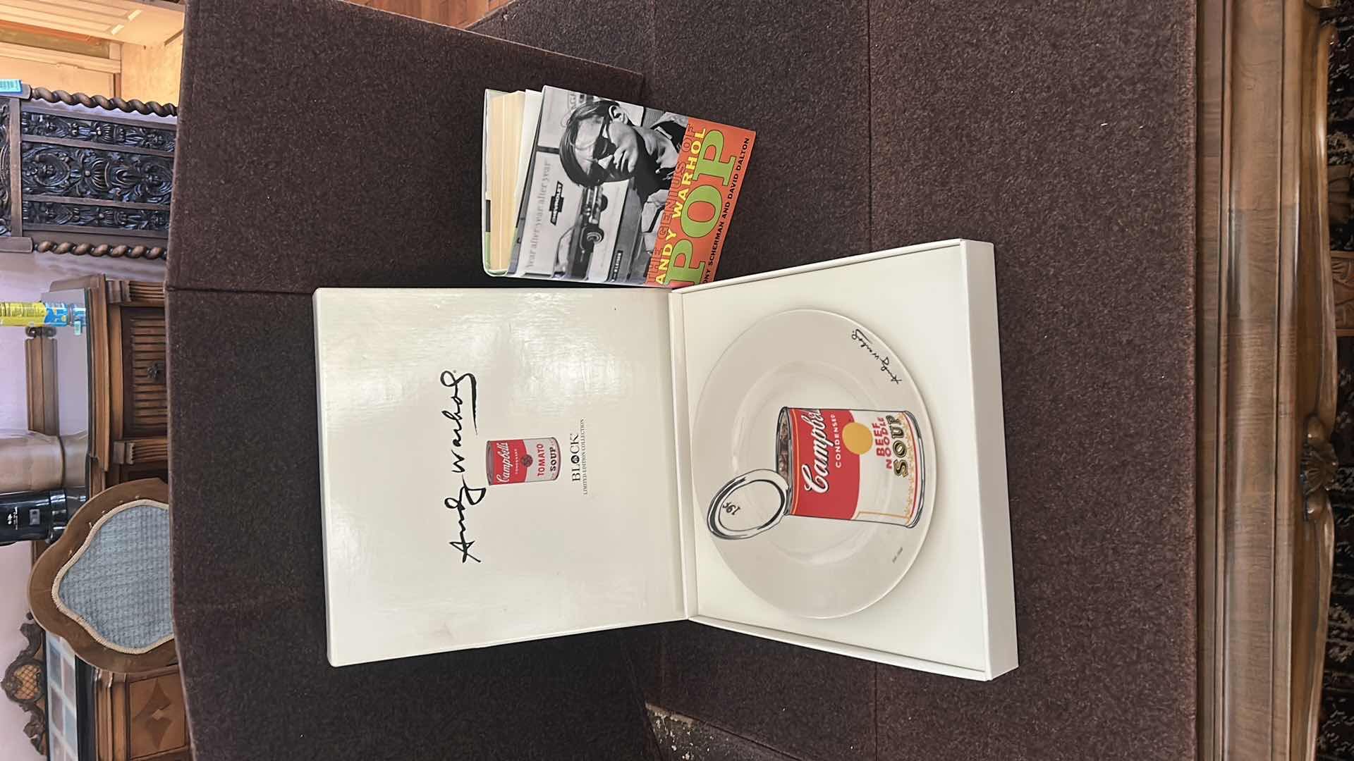 Photo 1 of ANDY WARHOL LIMITED EDITION BOX COLLECTOR SET – CAMPBELL SOUP CAN CERAMIC PLATE &  HARDCOVER  BOOKS