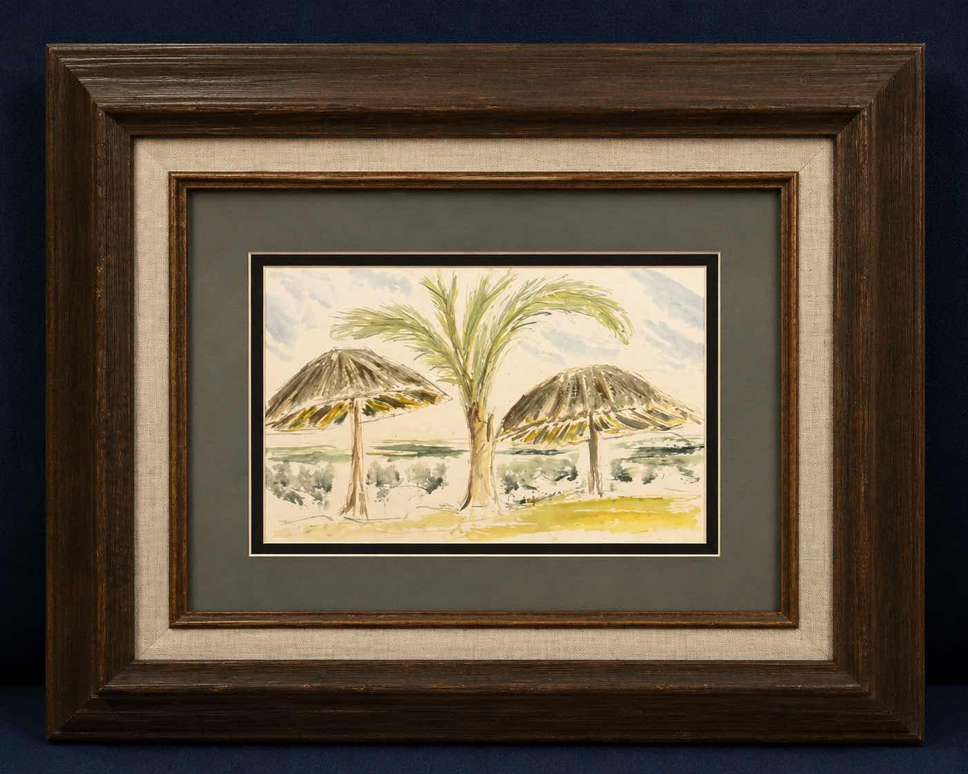 Photo 1 of FRAMED AND SIGNED WATERCOLOR, PAINTING, ARTWORK FEATURING A BEACH, LANDSCAPE, 16 1/2” x H14”