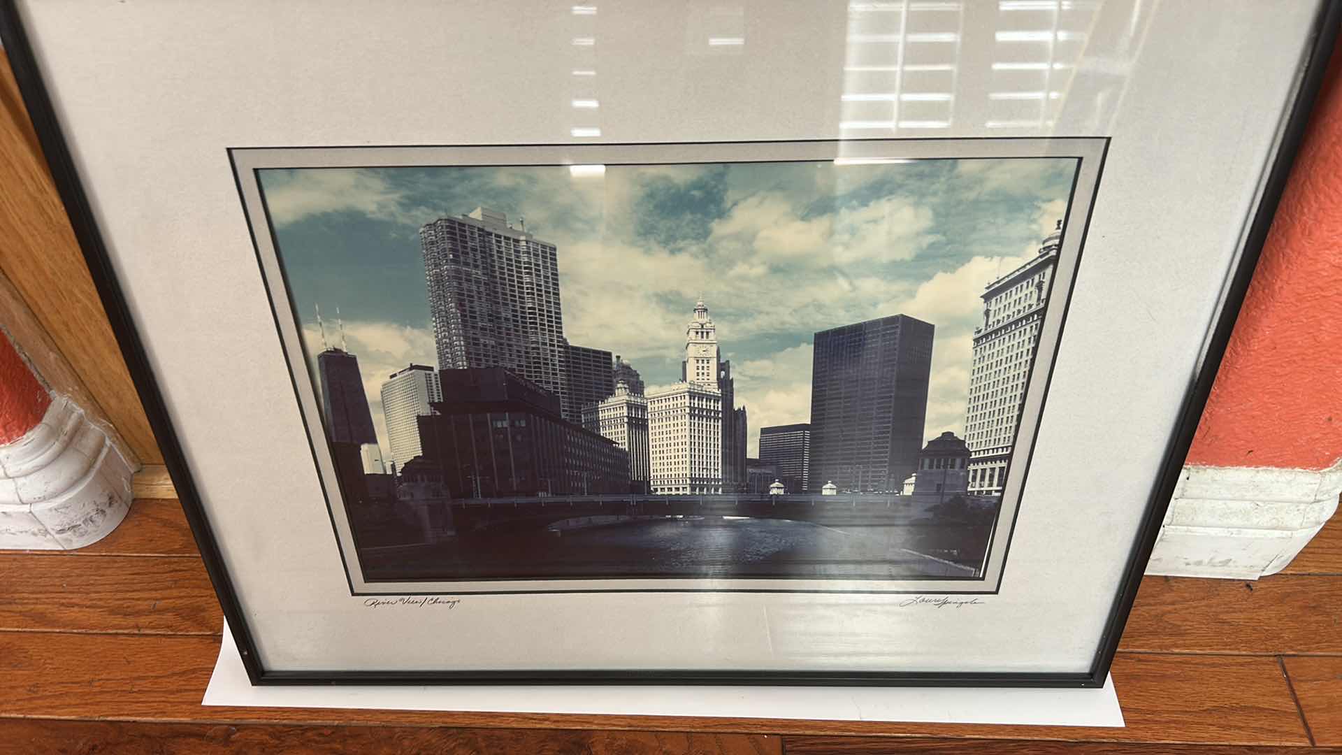 Photo 1 of FRAMED, SIGNED ARTWORK BY MID-CENTURY AMERICAN ARTIST, LOUIS SPINGOLA  DEPICTING THE CHICAGO SKYLINE  20 1/2” x H16 1/2”