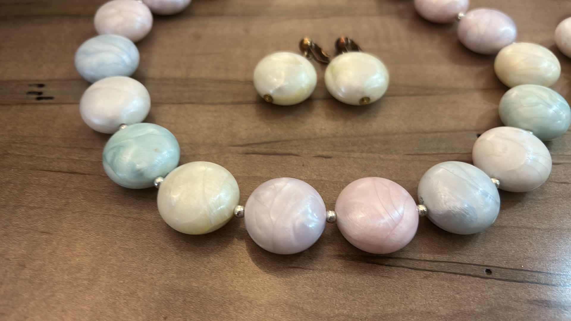 Photo 1 of 1960’S PASTEL MULTI-BEAD NECKLACE SET - STATEMENT JEWELRY WITH CHUNKY, ROUNDED BEADS