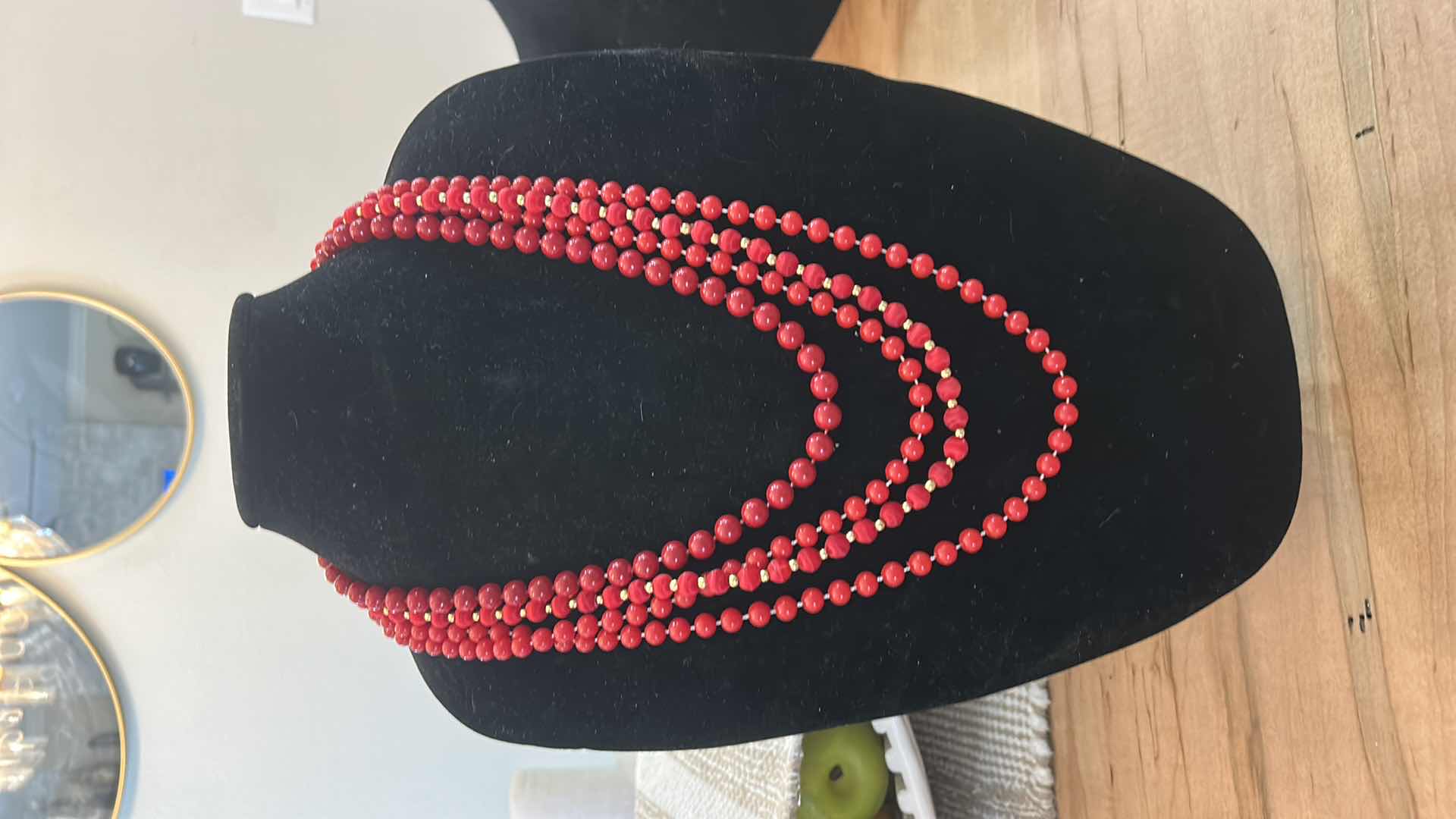 Photo 1 of THREE VINTAGE RED BEADED NECKLACES