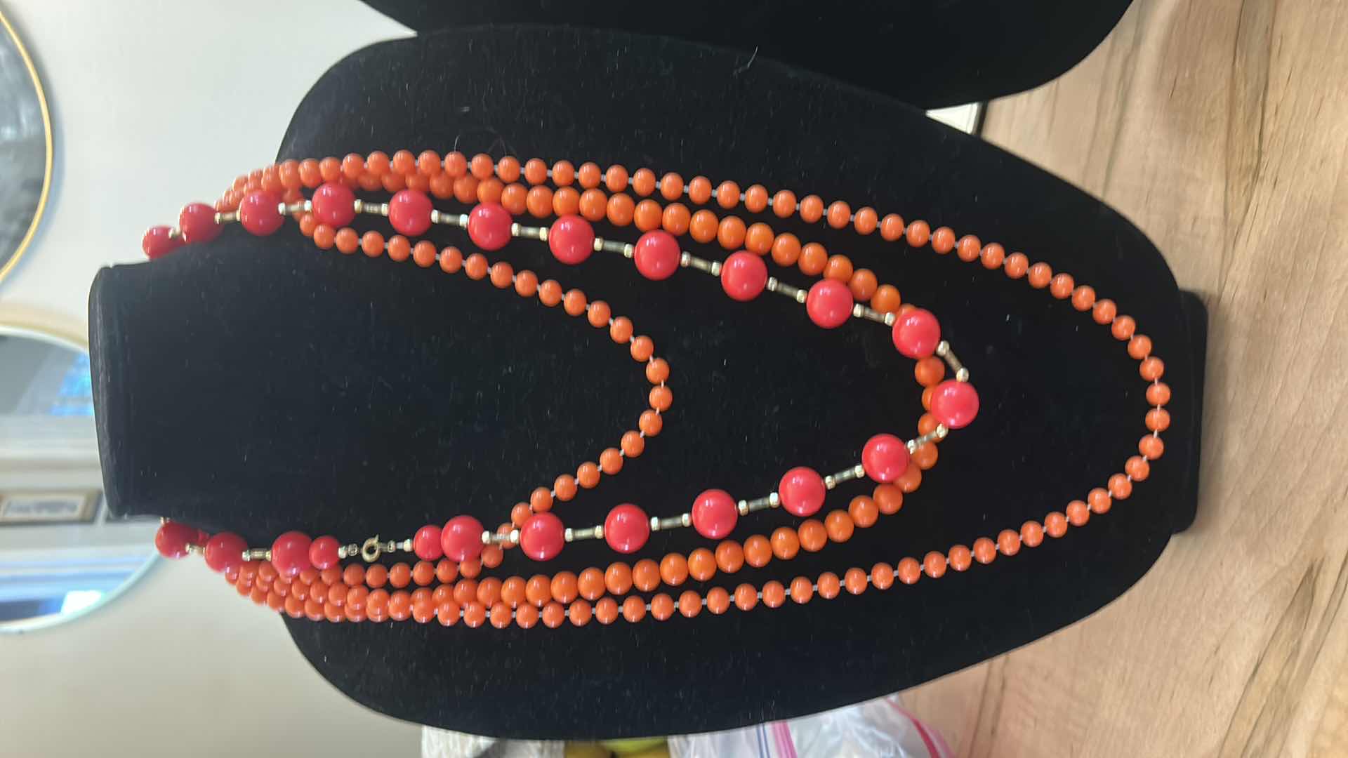 Photo 1 of THREE VINTAGE ORANGE TONE NECKLACES
