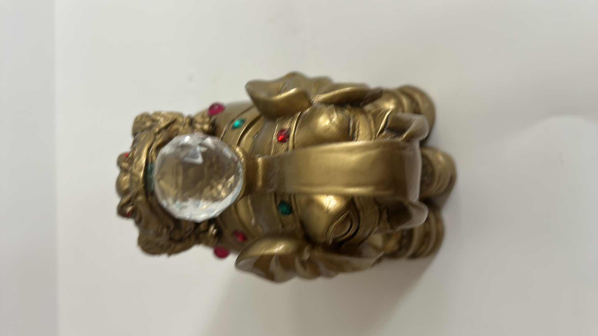 View 4 of FENG SHUI ORNAMENT – GOLDEN ELEPHANT, SUPPORTING A THREE LEGGED MONEY TOAD AND HOLDING A CRYSTAL BALL FIGURINE H7 1/2”