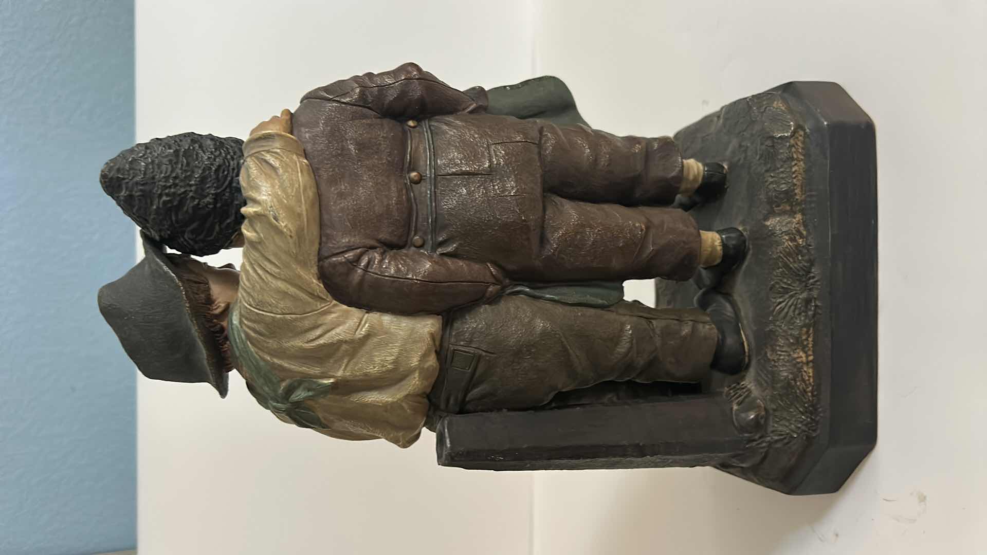 Photo 1 of LATE 19TH CENTURY, POLYCHROME, TERRA-COTTA SCULPTURE TITLED “Les Deux Gosses" (The Two Kids) or "Ein wichtiges Geheimnis!" (An Important Secret!), DESIGNED BY AUSTRIAN ARTIST JOHANN MARESCH. METAL H12” $200