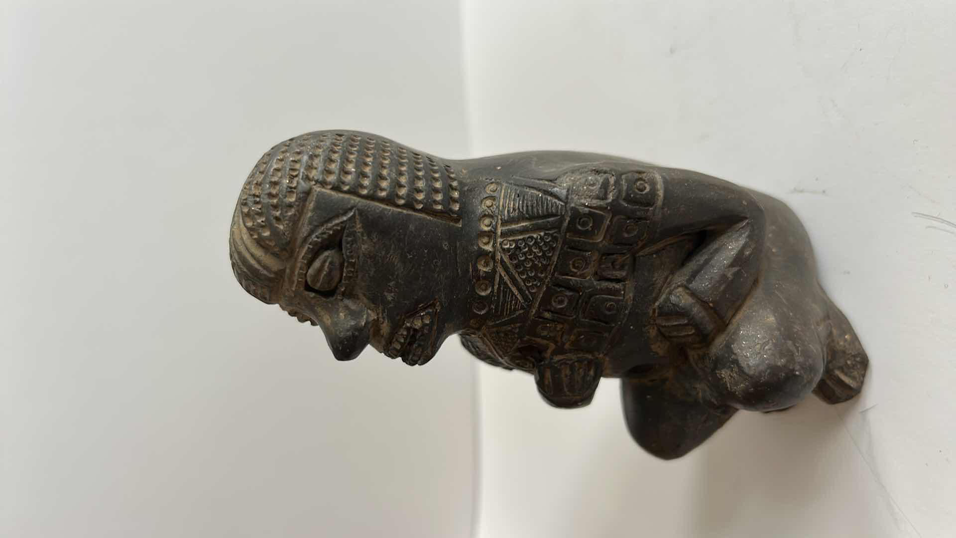 Photo 1 of VINTAGE PERUVIAN PRE-COLOMBIAN STYLE BLACKWARE  POTTERY, FERTILITY WHISTLE FLUTE H6”