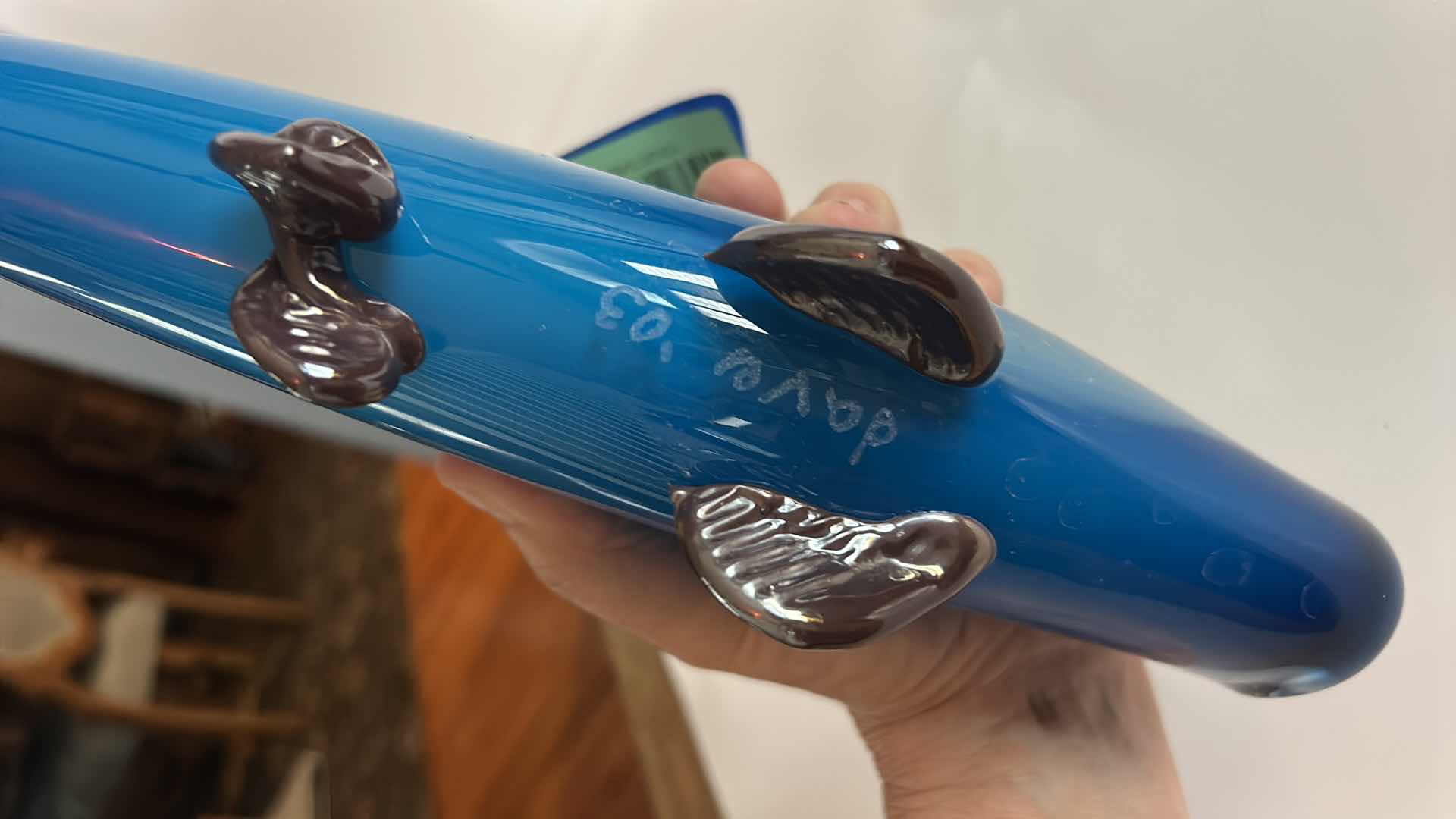 Photo 1 of BLENKO ART GLASS FISH SCULPTURE HAND-SIGNED BY DAVE OSBORNE, A RENOWNED MASTER GLASS ARTISAN WHO SPENT DECADES AT BLENKO GLASS COMPANY 14” x H5 1/4”