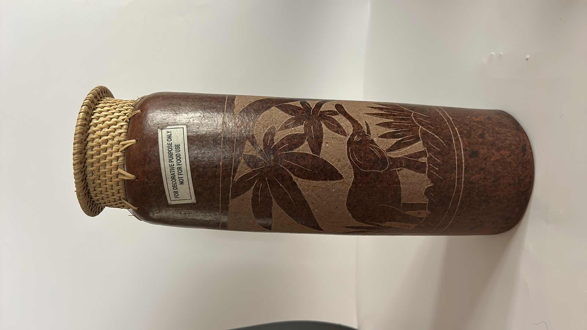 Photo 1 of VINTAGE RED CLAY OR REDWARE, CERAMIC SAFARI VASE,  H14”