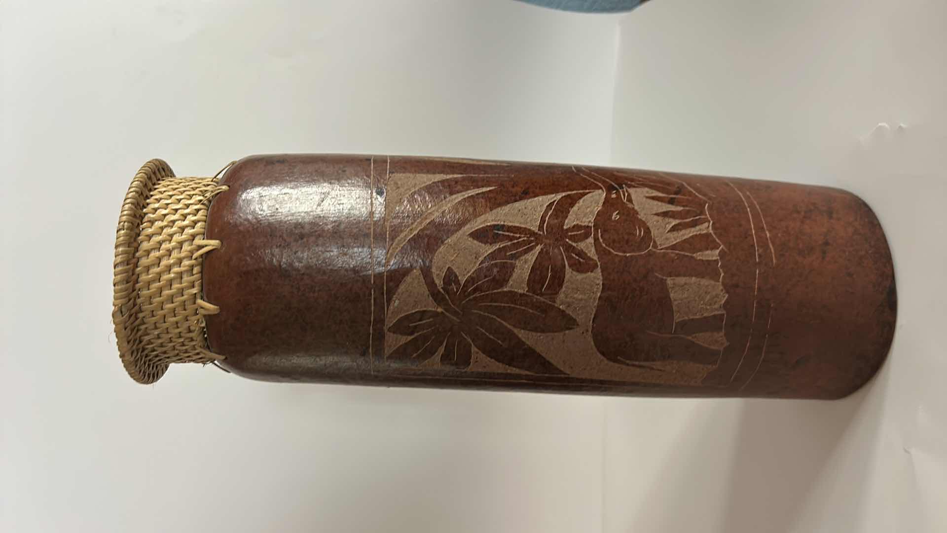 Photo 1 of VINTAGE RED CLAY OR REDWARE, CERAMIC SAFARI VASE,  H14”