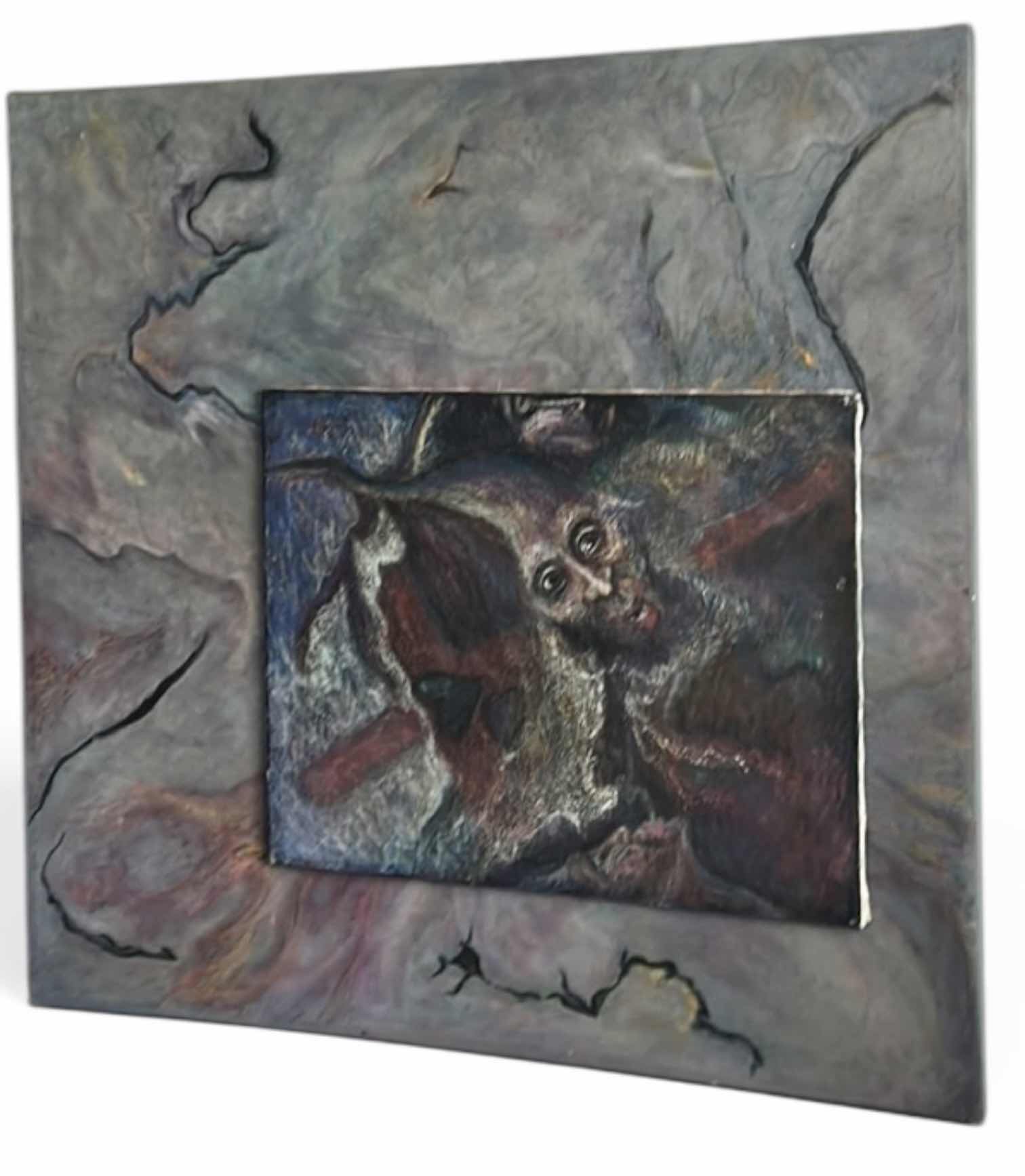 Photo 1 of STRETCHED, OIL ON CANVAS, ABSTRACT PAINTING WITH SURREAL FIGURES “ ETHEREAL DRAGON” ARTWORK . 50” x 4’