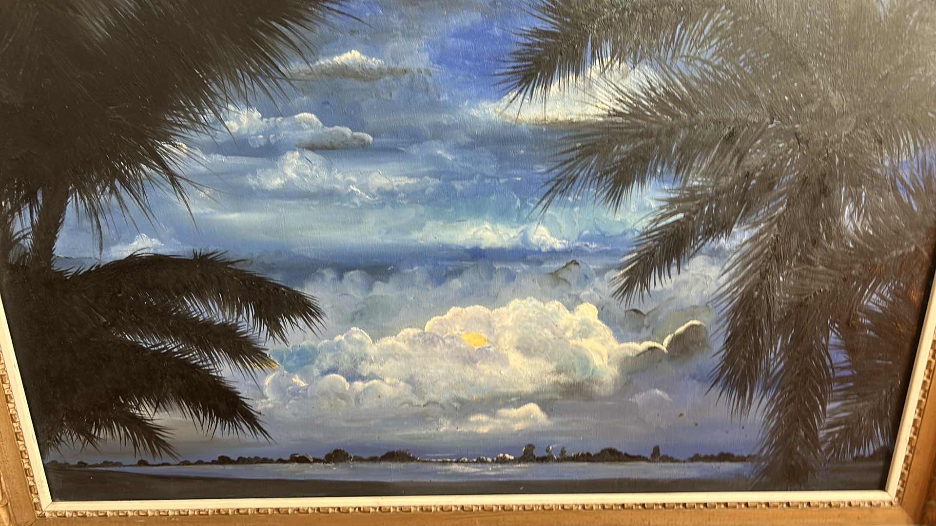 Photo 1 of FRAMED MOONLIGHT LANDSCAPE OIL PAINTING ON CANVAS ARTWORK. 45“ x H29“