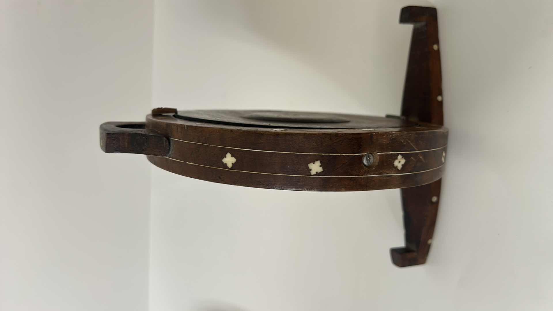 Photo 1 of VINTAGE INLAID WOOD FOLDING SERVING TRAY/CENTERPIECE, H11”
