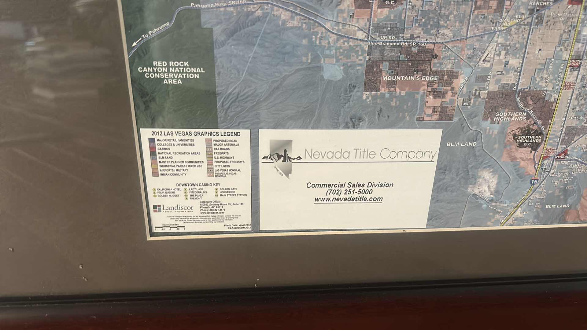 Photo 1 of FRAMED PROFESSIONAL REAL ESTATE DEVELOPMENT AND ZONING MAP OF THE LAS VEGAS METROPOLITAN AREA, 32 1/2” x 26”