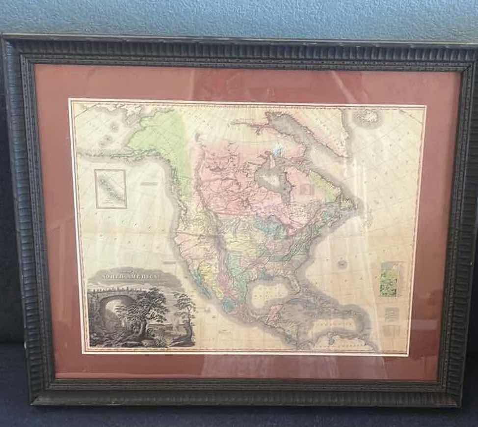 Photo 1 of DECORATIVE FRAMED MAP OF A HISTORICAL MAP, TITLED MAP OF NORTH AMERICA