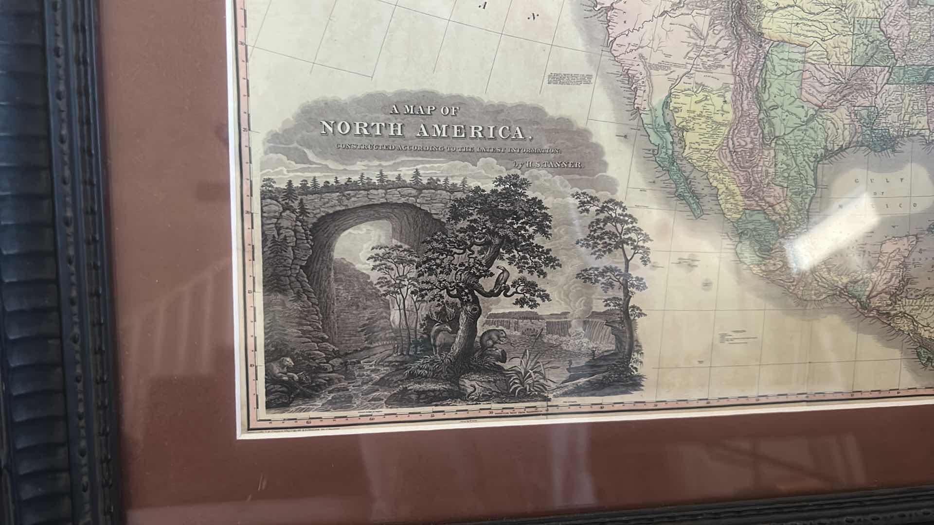 Photo 1 of DECORATIVE FRAMED MAP OF A HISTORICAL MAP, TITLED MAP OF NORTH AMERICA