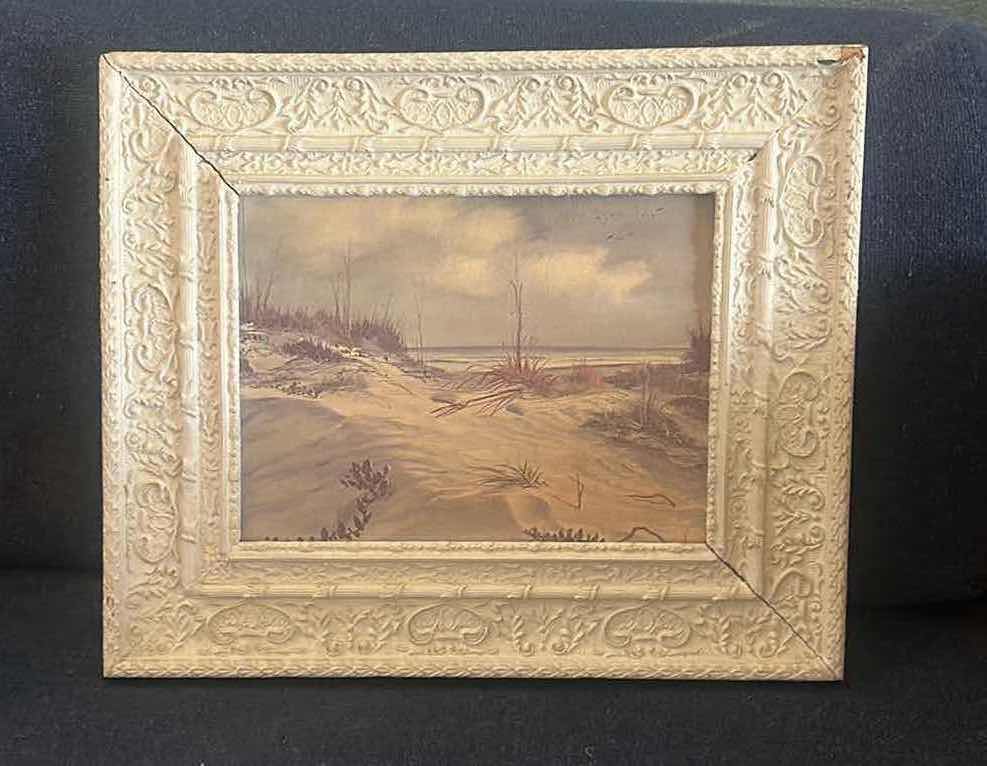 Photo 1 of FRAMED VINTAGE COASTAL SEASCAPE ARTWORK TITLED “DUNES AND SURF” BY ARTIST, DANA GIBSON NOBLE 18 1/4” x H15 1/2”