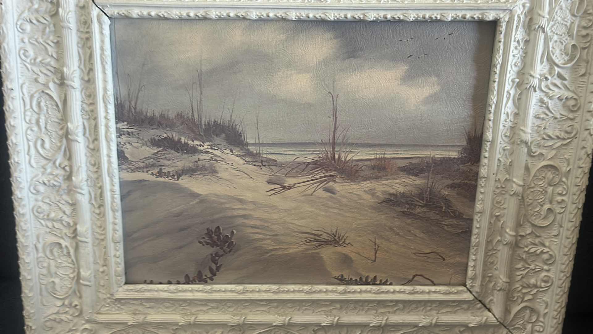 Photo 1 of FRAMED VINTAGE COASTAL SEASCAPE ARTWORK TITLED “DUNES AND SURF” BY ARTIST, DANA GIBSON NOBLE 18 1/4” x H15 1/2”