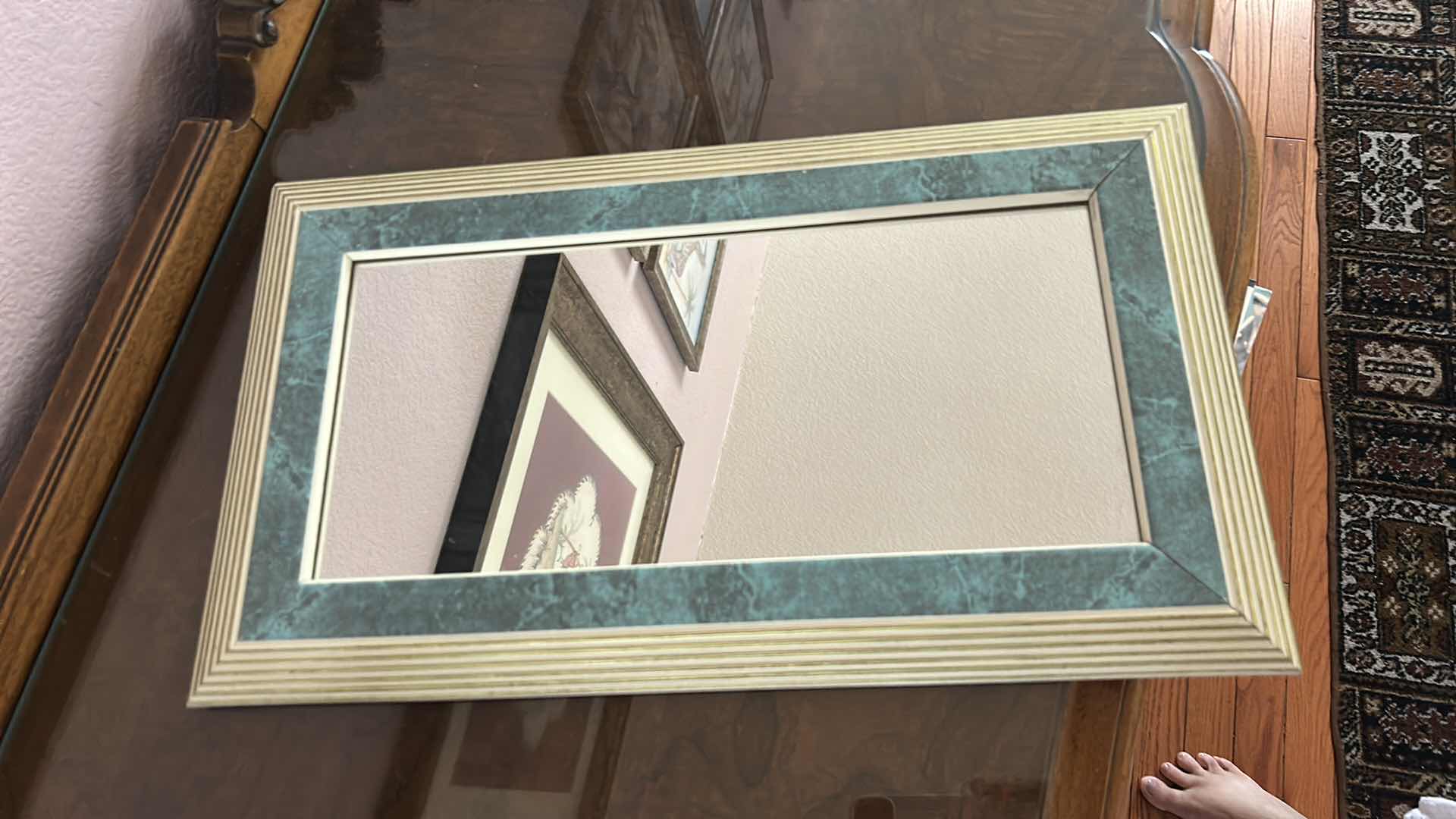 Photo 1 of THREE FRAMED WALL MIRRORS. (TALLEST H19”)