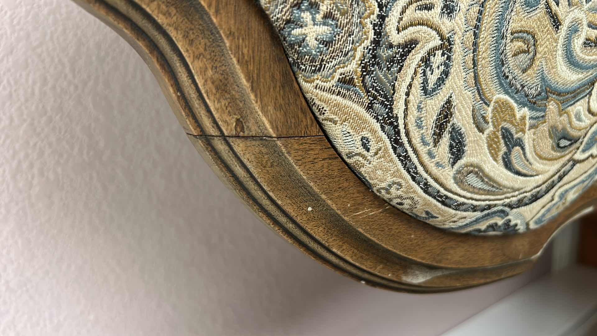 Photo 1 of 2 MINTON SIDELL ANTIQUE DINING CHAIRS FEATURING CARVED WALNUT FRAMES AND TAPESTRY STYLE, PAISLEY FABRIC 20“ x 20“ x H44 1/4“ $1200- $1600
