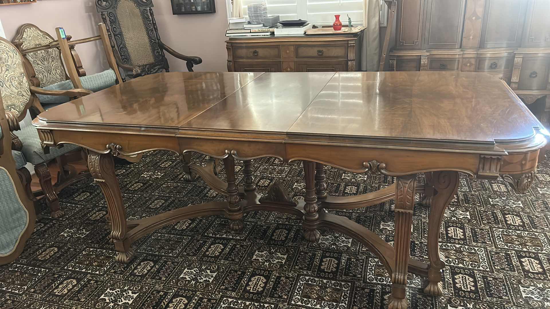 Photo 1 of ANTIQUE ROCKFORD FURNITURE INDUSTRY, WALNUT DINING TABLE FROM THE EARLY 1900S. 87 1/2“ x 46“ x H 30 1/2“ PLUS 18”LEAF  $2400