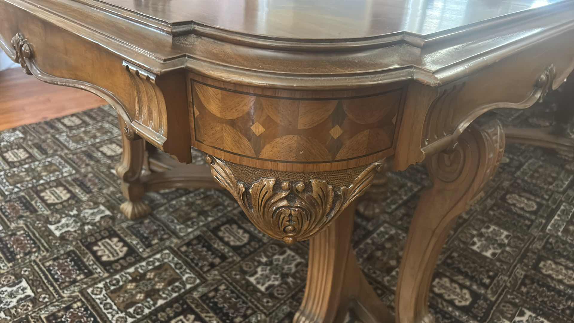 Photo 1 of ANTIQUE ROCKFORD FURNITURE INDUSTRY, WALNUT DINING TABLE FROM THE EARLY 1900S. 87 1/2“ x 46“ x H 30 1/2“ PLUS 18”LEAF  $2400