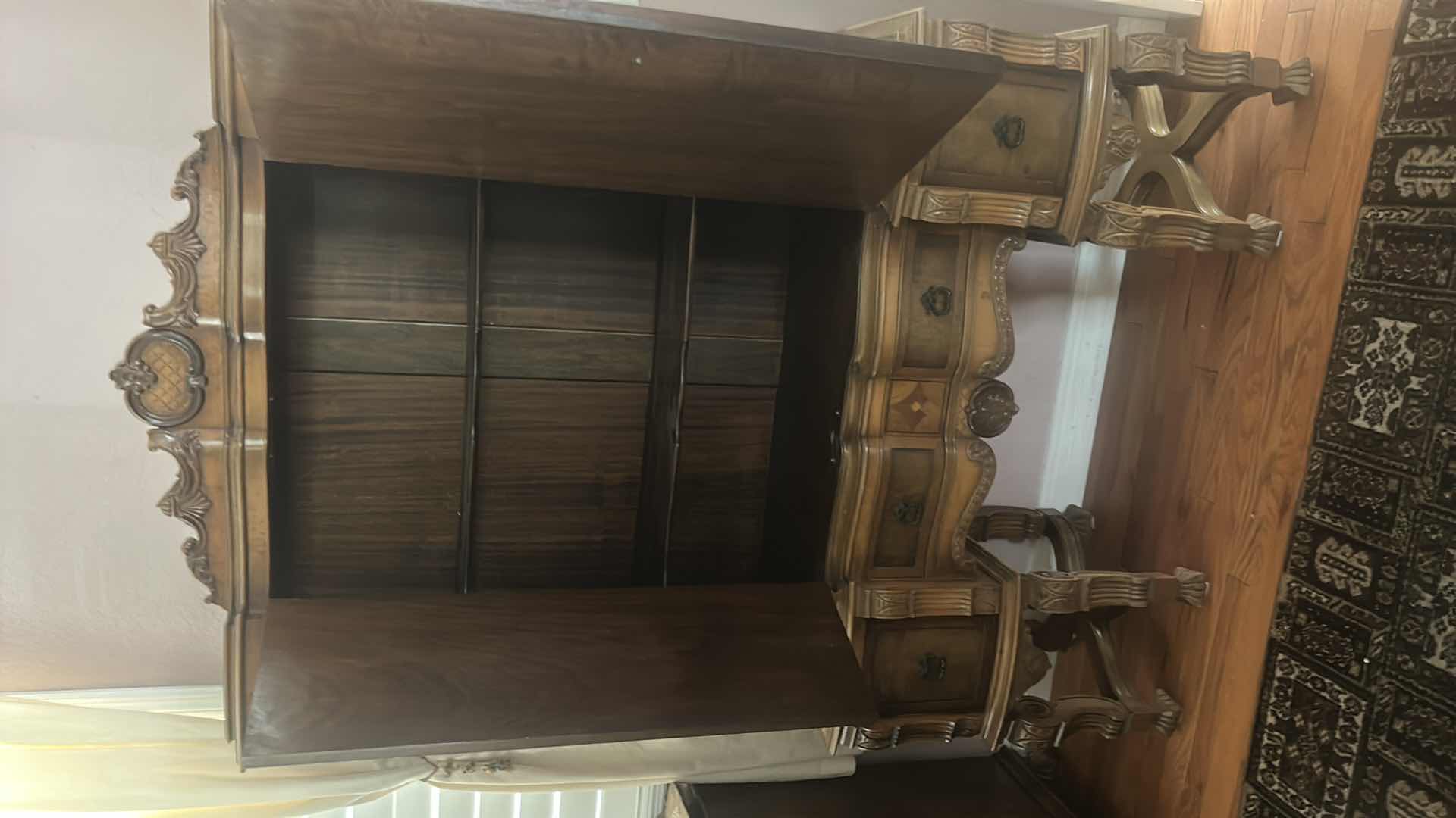 Photo 1 of FINE ANTIQUE ENGLISH CHIPPENDALE STYLE WALNUT BURL HUTCH CHINA CABINET APPRAISED $3500 TO $5500  49“ X 16“ X H71“