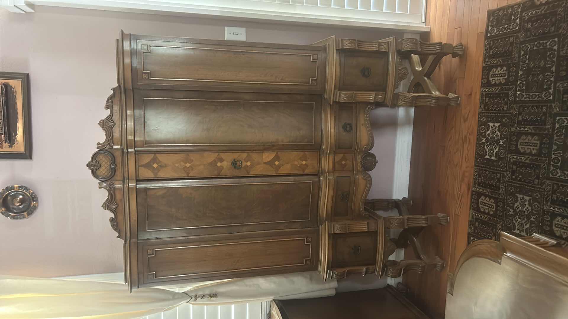 Photo 1 of FINE ANTIQUE ENGLISH CHIPPENDALE STYLE WALNUT BURL HUTCH CHINA CABINET APPRAISED $3500 TO $5500  49“ X 16“ X H71“