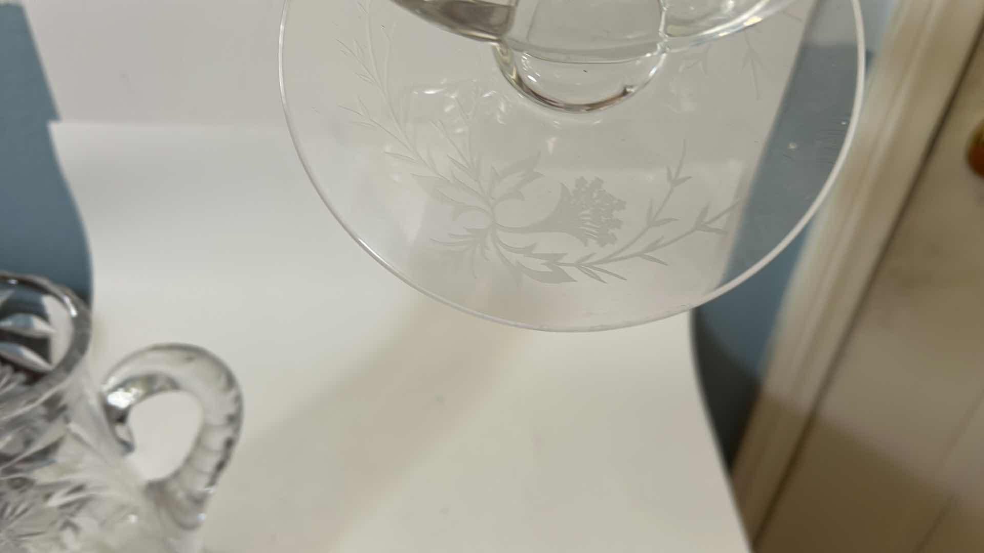 Photo 1 of ANTIQUE AMERICAN BRILLIANT CUT CRYSTAL PITCHER AND FASTORIA  CENTURY PATTERN  CANDELABRA $150