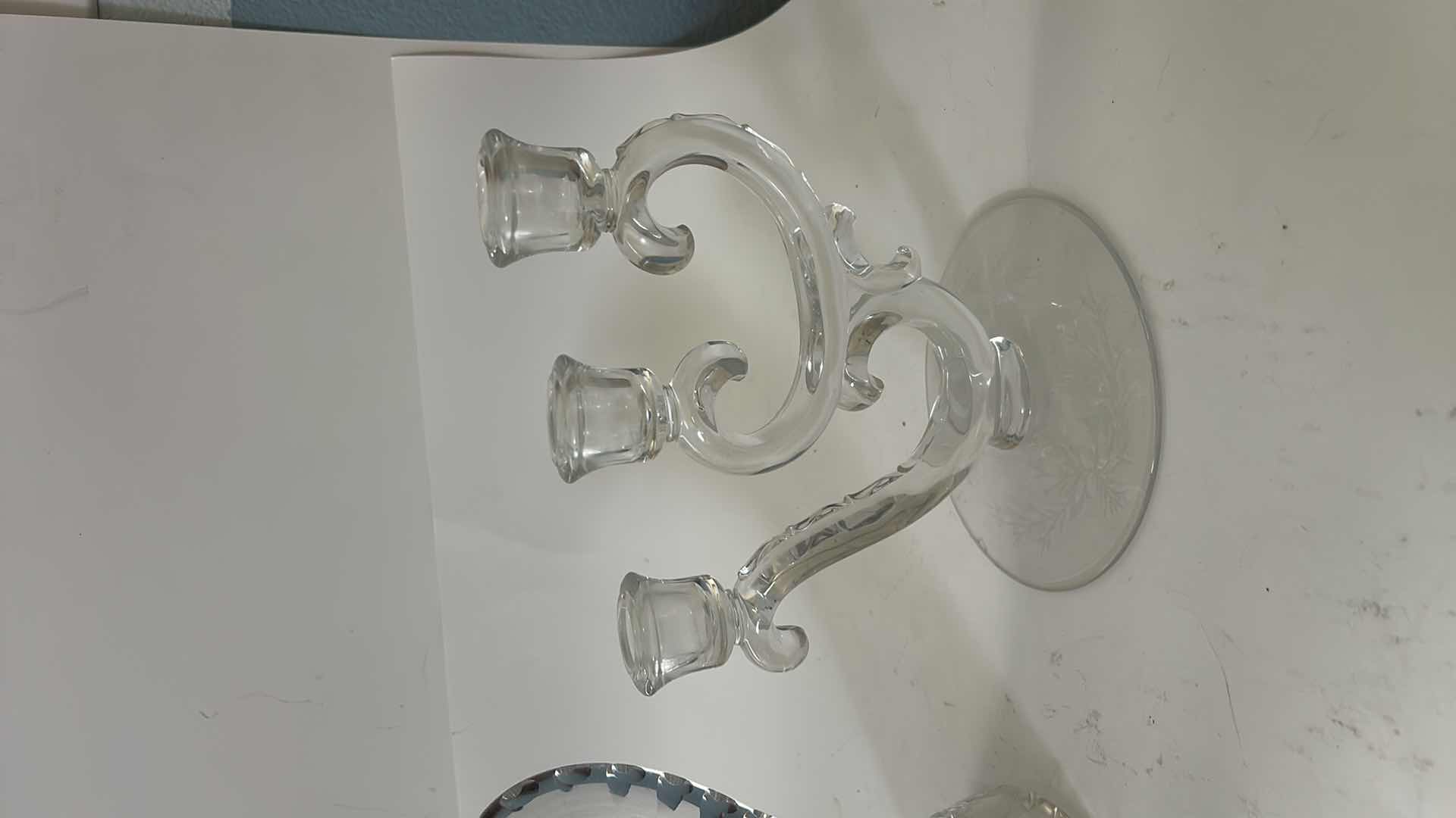 Photo 1 of ANTIQUE AMERICAN BRILLIANT CUT CRYSTAL PITCHER AND FASTORIA  CENTURY PATTERN  CANDELABRA $150