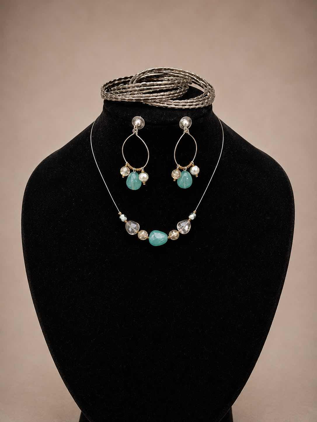 Photo 1 of THREE PIECE VINTAGE JEWELRY SET, INCLUDING NECKLACE, EARRINGS, AND BRACELET