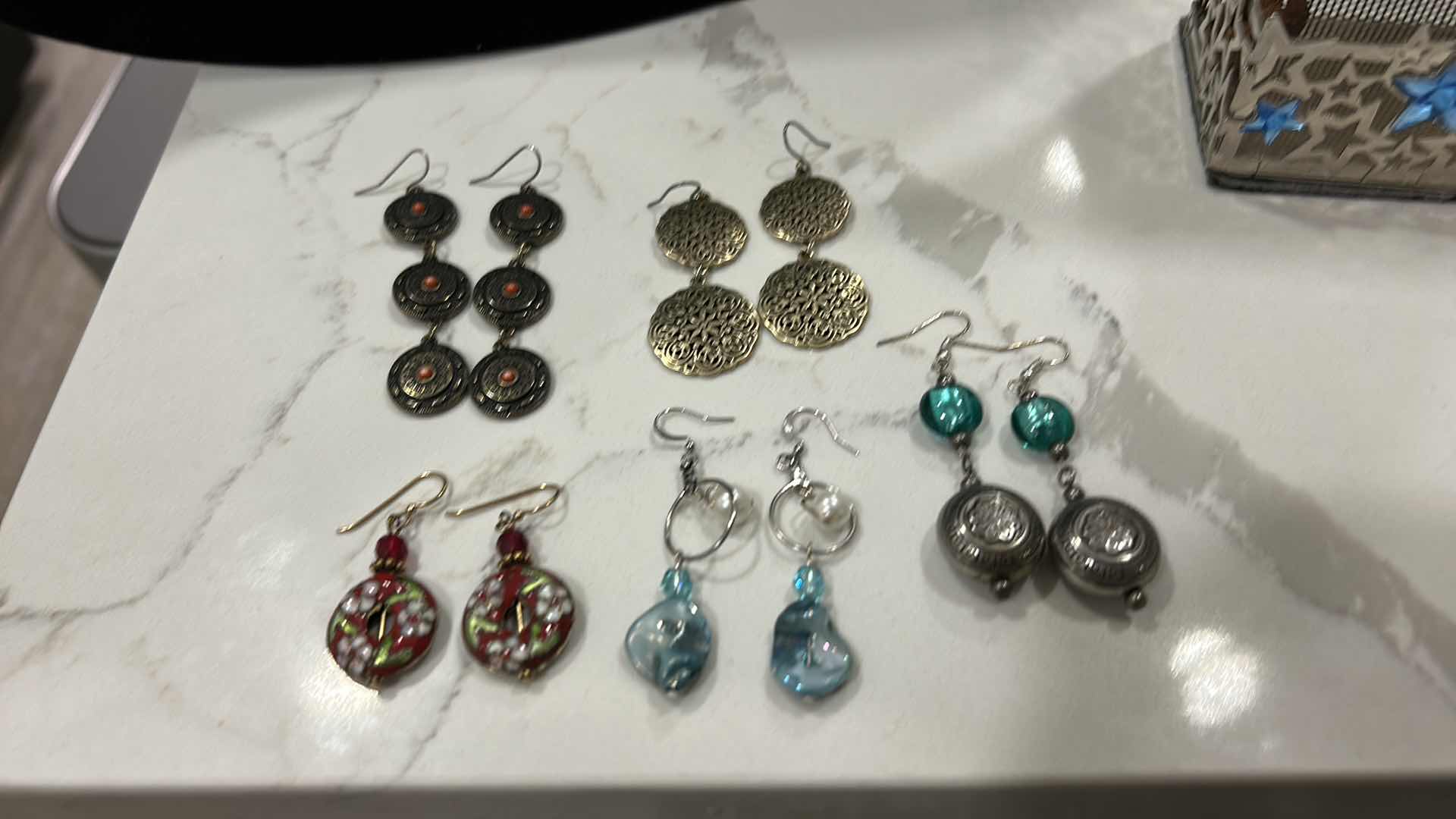 Photo 1 of JEWELRY- FIVE PAIRS OF EARRINGS