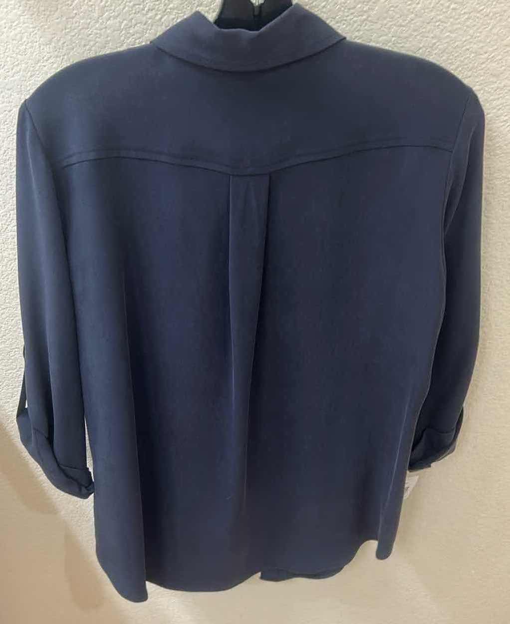 Photo 1 of LOUBEN NAVY SILK BUTTON FRONT BLOUSE SIZE 6 NEW