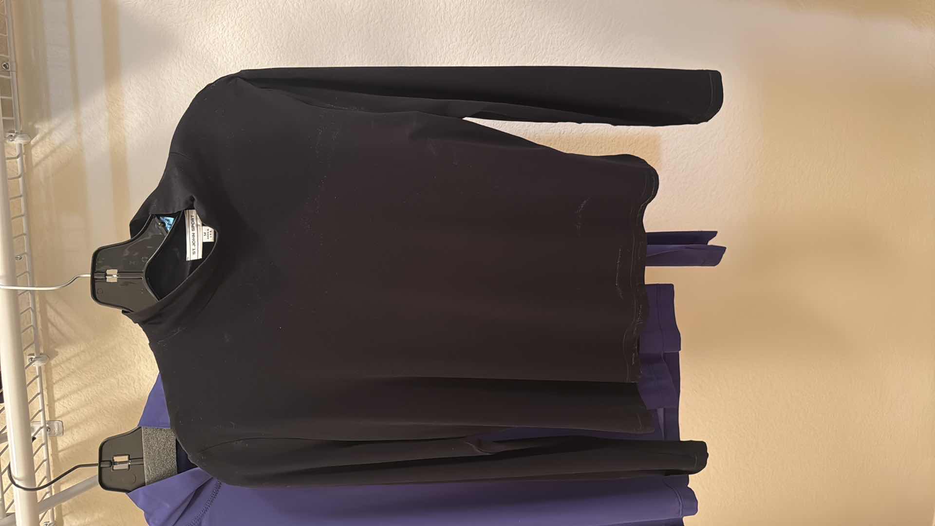 Photo 1 of 2-ST JOHN DESIGNER LIGHT WEIGHT LONG SLEEVE TURTLENECK BLOUSES-BLACK & NAVY (M)